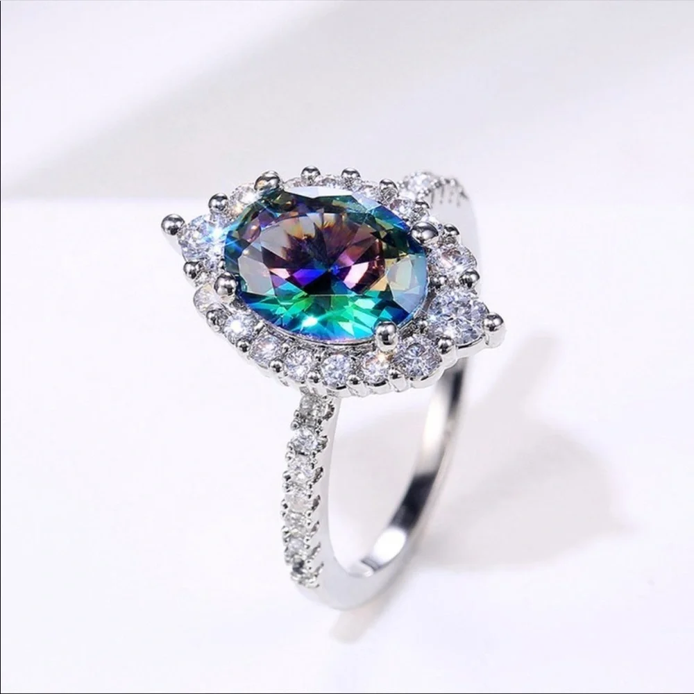 New 925 Silver Colorful Topaz Ring - Picture 4 of 8